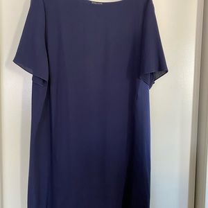 Eileen Fisher plum colored short sleeve dress .